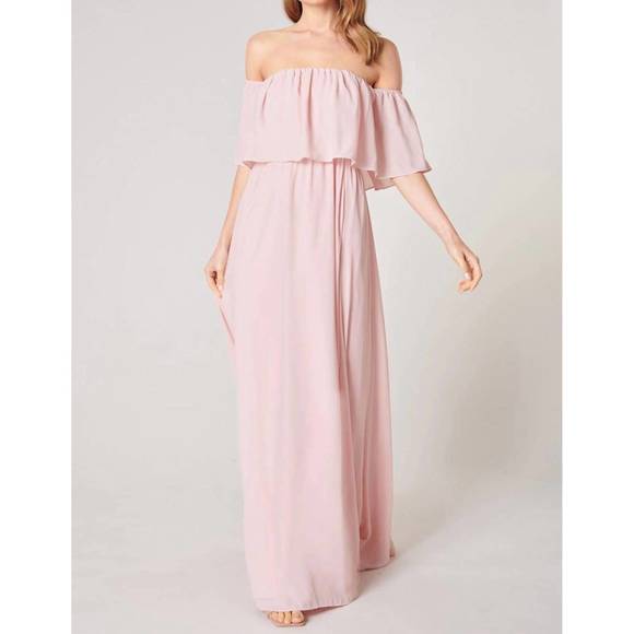 SUGARLIPS Dresses & Skirts - NEW SUGARLIPS off-shoulder chiffon dress in blush